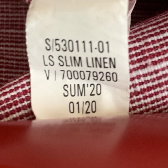 Banana Republic Linen Blend Slim Fit Shirt Mens Large Long Sleeve Button Up Red - Picture 8 of 9